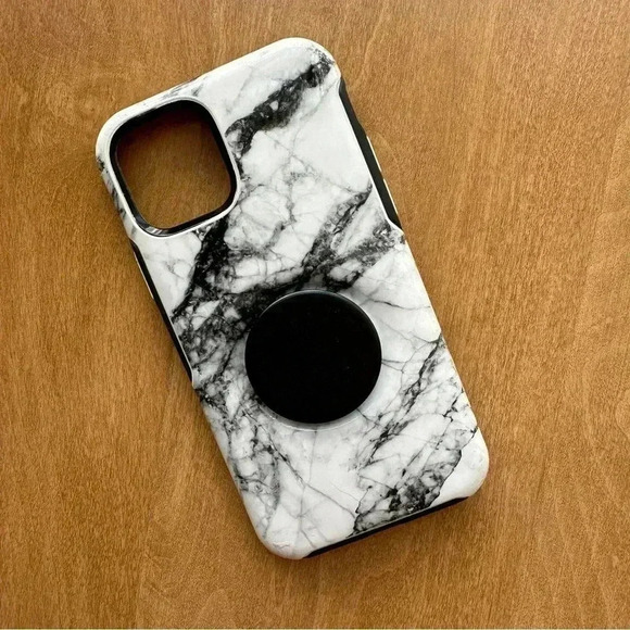 OtterBox x PopSocket iPhone 9 Pro Phone Case, Marble Pattern, Black/White - Picture 2 of 15